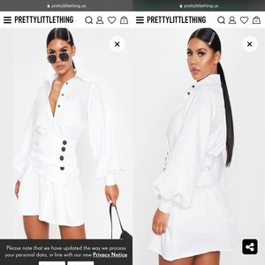 PrettyLittleThing White Shirt Dress Corset Detail